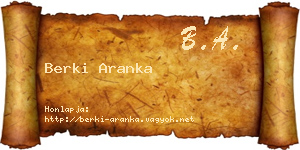 Berki Aranka névjegykártya